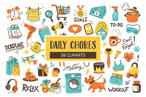 Daily Chores Reminders Clipart Collect Graphic By Insemar Vector Art