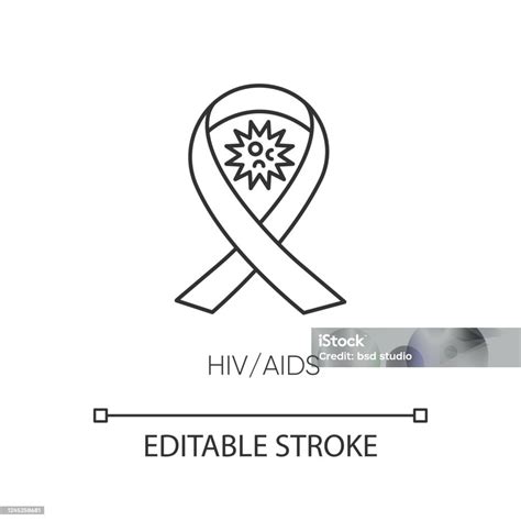 Vetores De Hiv Pixel De Aids Ícone Linear Perfeito Ilustração