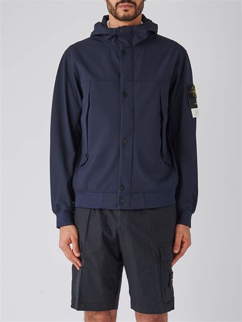 Stone Island Men S Hooded Softshell Jacket Navy Caposerio