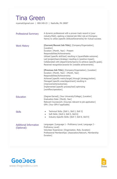 Free Ats Friendly Resume In Google Docs And Microsoft Word