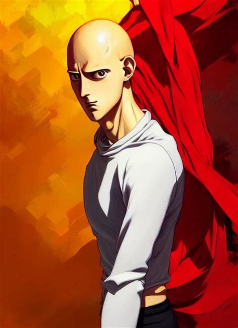 Handsome Saitama Half Body Shot Path Traced Red And Stable