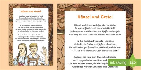 Hansel and Gretel Song Lyrics - German (teacher made)