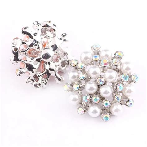 Hot Sale White Pearl Snap Button With Rhinestone Snap Button Charm For