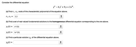 Solved Consider The Differential Equation Y 6y 9y 2e A Find R1