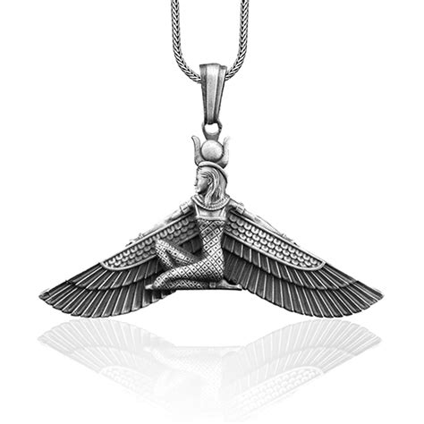 Egyptian Isis Silver Necklace For Men In Sterlin Silver Egyptian