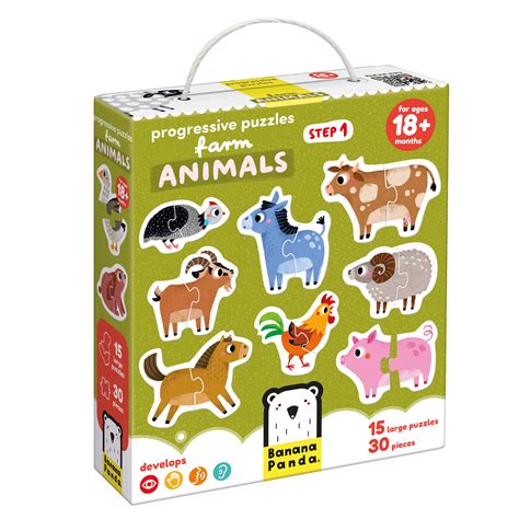 Farm animals puzzle for toddlers, kids - Banana Panda