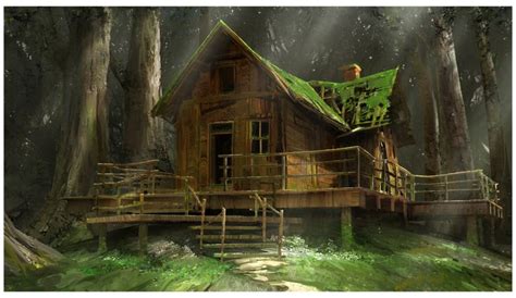 Artstation Forest Hut Quentin Mabille ファンタジーハウス 森林 風景 イラスト