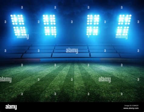 Football Field And Stadium Lights Background Illustration Stock Photo