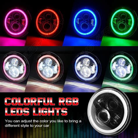 X Inch Round Led Headlights Hi Lo Multi Color Dot Fit Chevy Truck