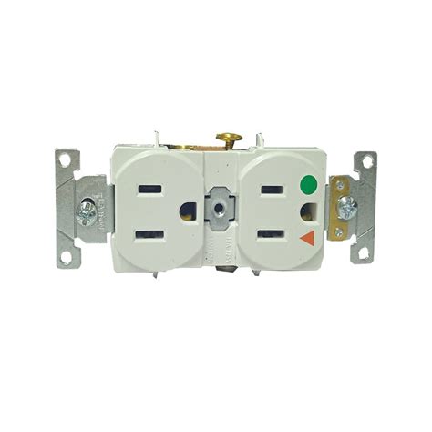 Toma Leviton Doble 15AMP 125V Blanco Grado Hospitalario Tierra Aislada