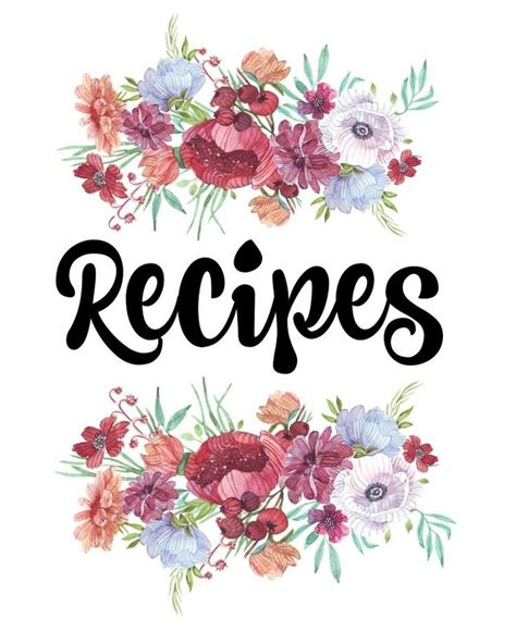 Front Cover Recipe Book Cover Page Printable