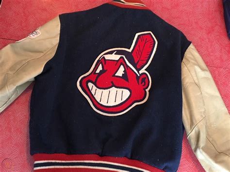 Vintage Cleveland Indians Chief Wahoo Leather/Wool Delong Men's MLB ...