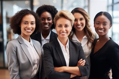 Premium Photo A Group Of Women In Business Attire Are Smiling For The