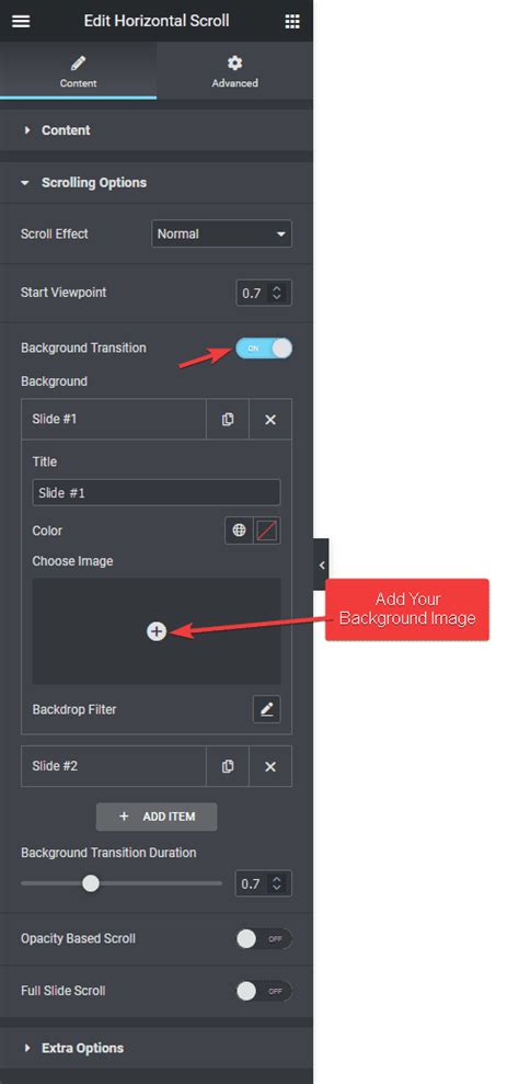 How To Change The Background Image On Scroll In Elementor Horizontal