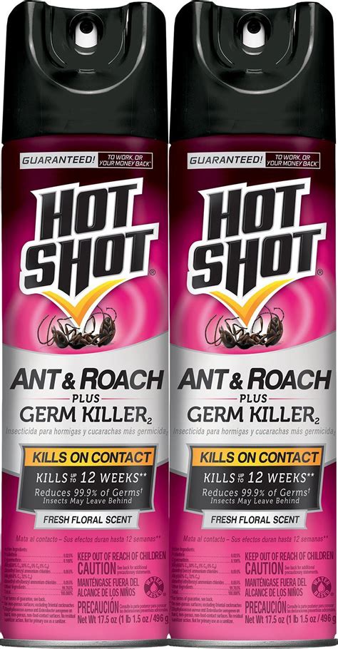 Hot Shot Ant Roach Plus Germ Killer Aerosol Spray Fresh Floral Scent 2 Pack 17 5 Ounce