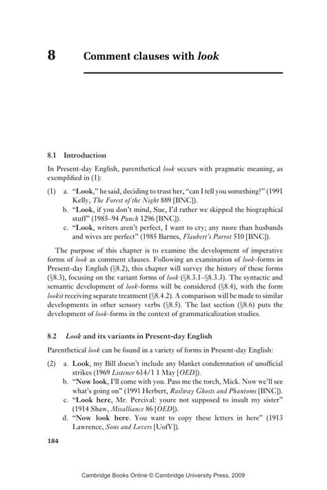 Comment Clauses With Look Chapter 8 The Comment Clause In English