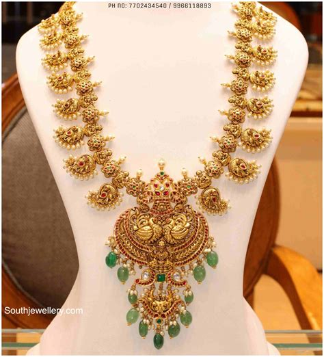 Antique Gold Peacock Nakshi Haram Indian Jewellery Designs