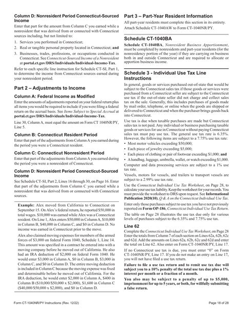 Download Instructions For Form Ct 1040nrpy Connecticut Nonresident And Part Year Resident