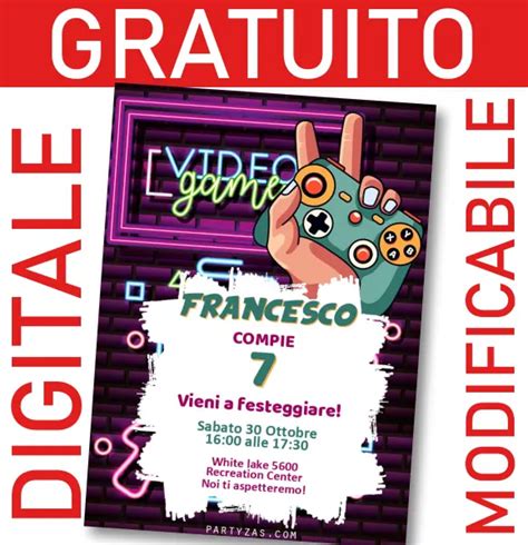 Gratuito Invito Gamer Videogiochi Modificabile E Personalizzabile