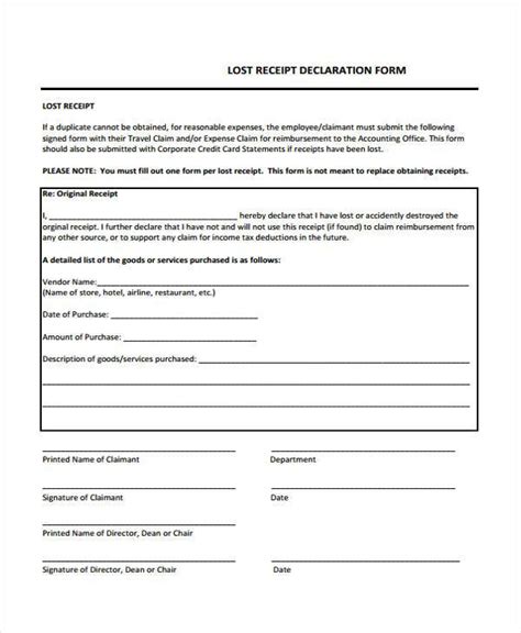 Free 7 Lost Receipt Forms In Ms Word Pdf Excel Images