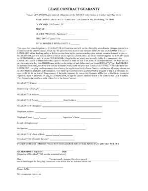 Fillable Online Lease Contract Guaranty Turner Nw Apartments Fax