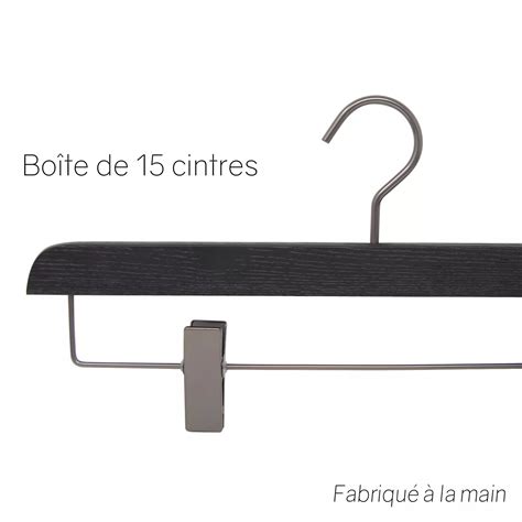 15 cintres à pinces en frêne pour jupe et pantalon coloris noir bois