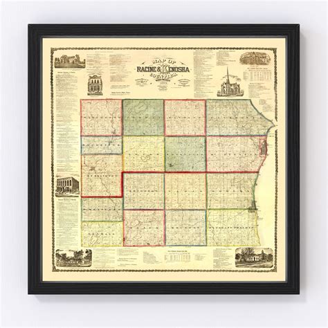 Vintage Map Of Kenosha County Wisconsin 1873 By Ted S Vintage Art