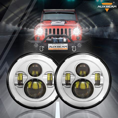 Buy Auxbeam 7 Round LED Headlight Conversion Kt For 1997 2018 Jeep