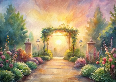 Premium Vector | Watercolor background featuring a flower garden