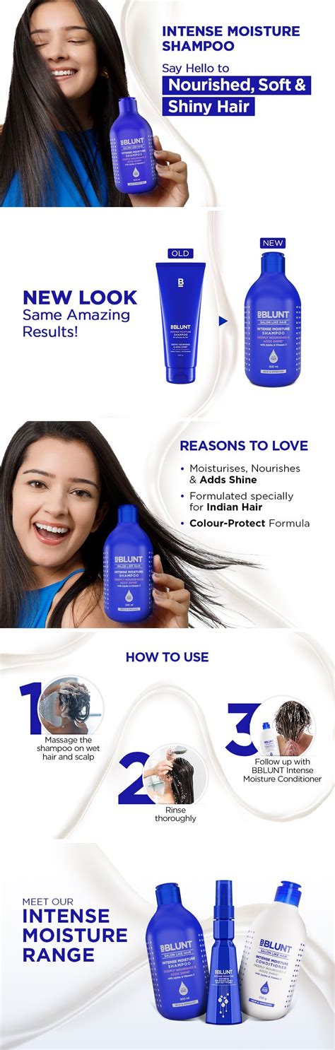 Bblunt Intense Moisture Shampoo With Jojoba And Vitamin E For Dry And Frizzy Hair 300 Ml