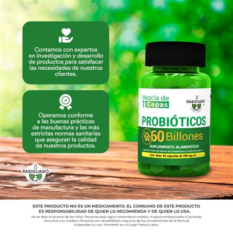 PROBIÓTICOS 60 BILLONES Con 60 Cápsulas de 500 MG Pasiguaro