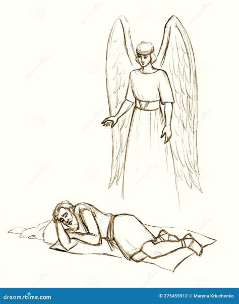 An Angel Appeared To The Prophet Elijah Pencil Drawing Royalty Free