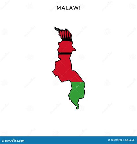 Map And Flag Of Malawi Vector Design Template With Editable Stroke