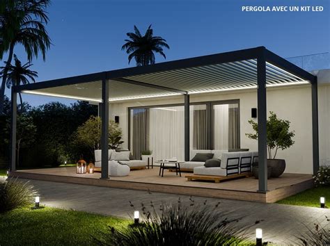 Pergola Bioclimatique Aluminium Autoport E M X M Kit Led Inclus