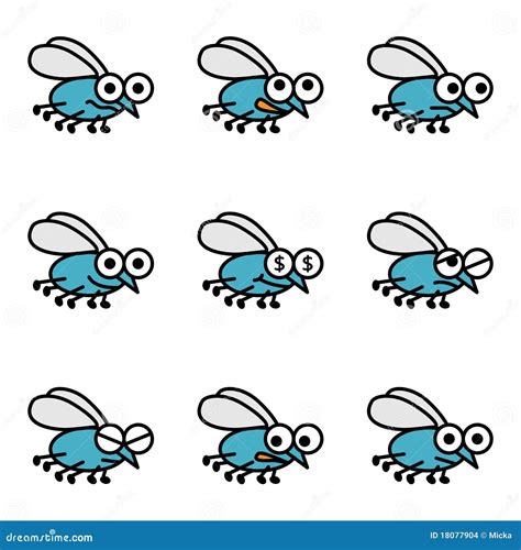 Cartoon fly set stock vector. Illustration of comic, collection - 18077904