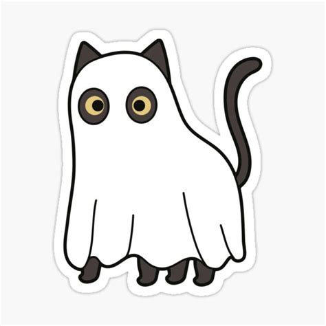 Cute Cat Ghost Sticker For Sale By Potluckprints Redbubble