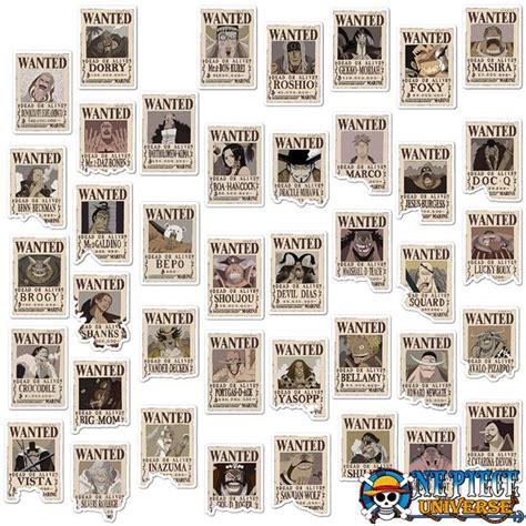 One Piece Wanted Poster Stickers 40 80PCS One Piece Universe Store