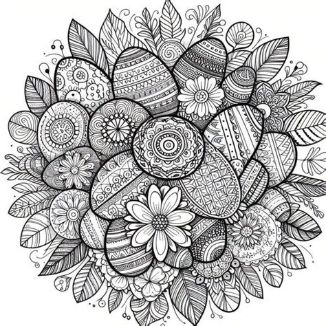 Coloriage Collection des œufs de Pâques en style de mandala