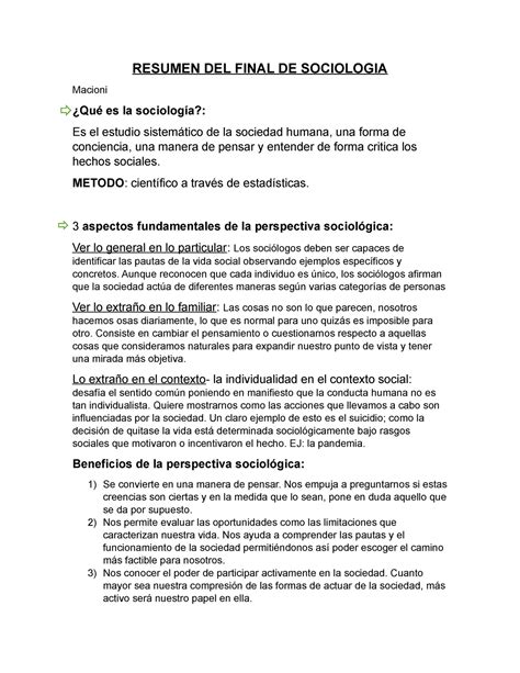 Comparto Resumen Final Sociologia 1 1 Con Usted RESUMEN DEL