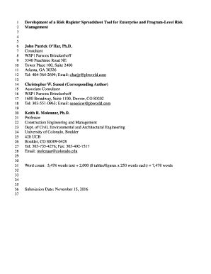 Fillable Online Development Of A Risk Register Spreadsheet Tool For