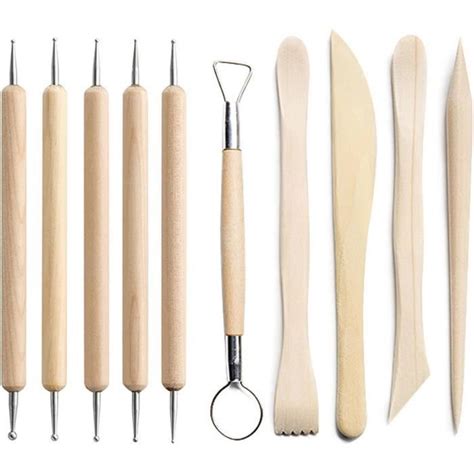 Lot De Outils De Sculpture De Poterie En Bois Outils Complets De