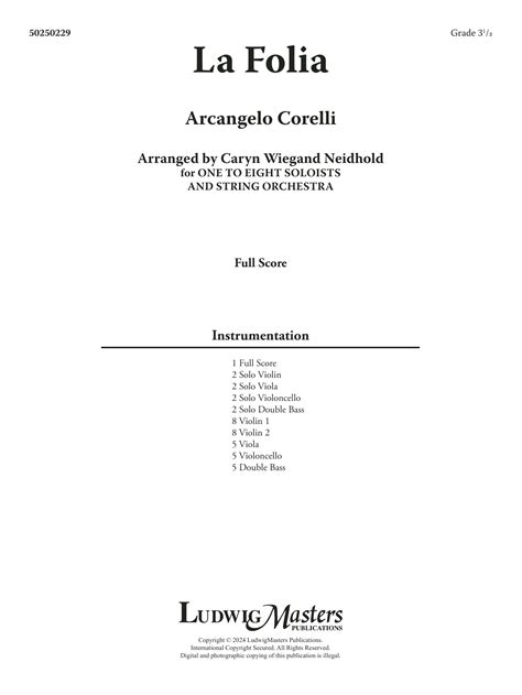 La Folia Arr Caryn Wiegand Neidhold By Arcangelo Corelli Sheet Music