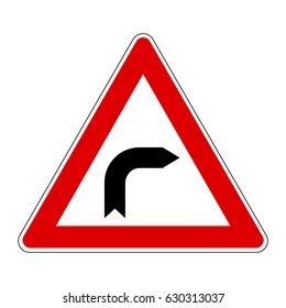 Curve Warning Sign Dangerous Curve Right Vector De Stock Libre De