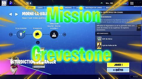 MISSION GRAVESTONE Morne la vallée Fortnite sauver le monde YouTube