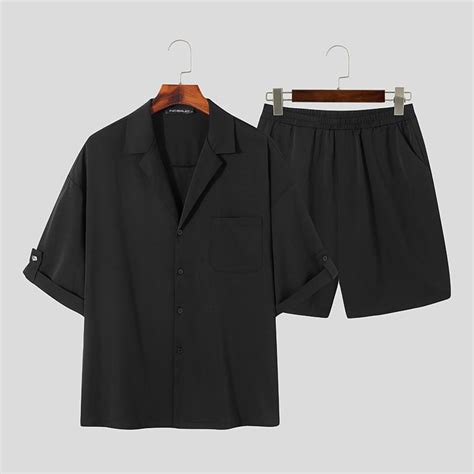 Comprar Incerun Verano Moda Masculina Traje De Dos Piezas Manga Corta