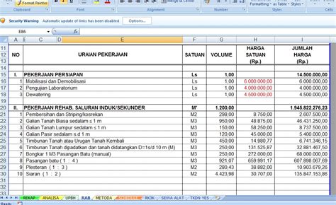 Rencana Anggaran Biaya Rab Filekonstruksi