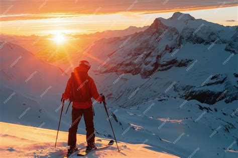 Premium Photo Man Standing On Snow Covered Slope