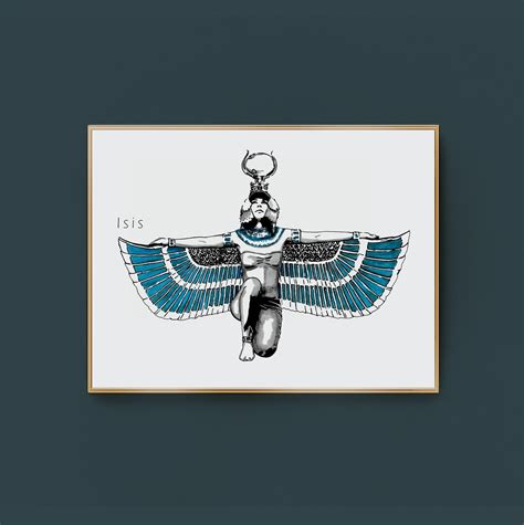 Egyptian Goddess Isis Drawing Print Ancient Egyptian Decor Etsy