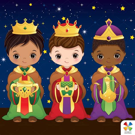 Cute 3 Kings Clipart Vector Religious Bible Three Wise Men Nativity