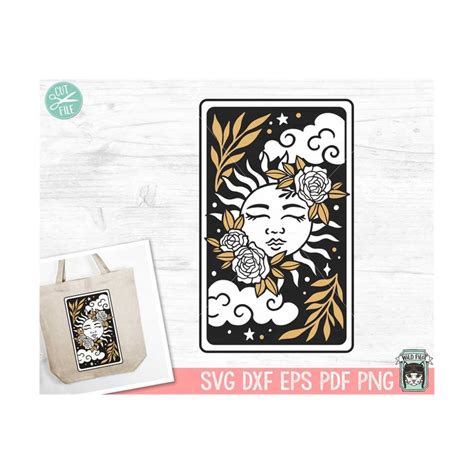 Tarot Card Sun Svg Floral Sun Tarot Svg File Flower Sun Ta Inspire